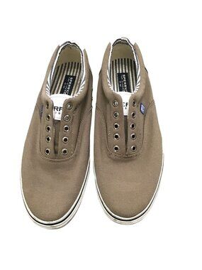 SPERRY- MENS TAN TOP SIDER SLIP ON LACELESS SNEAKER SHOE SIZE 11.5